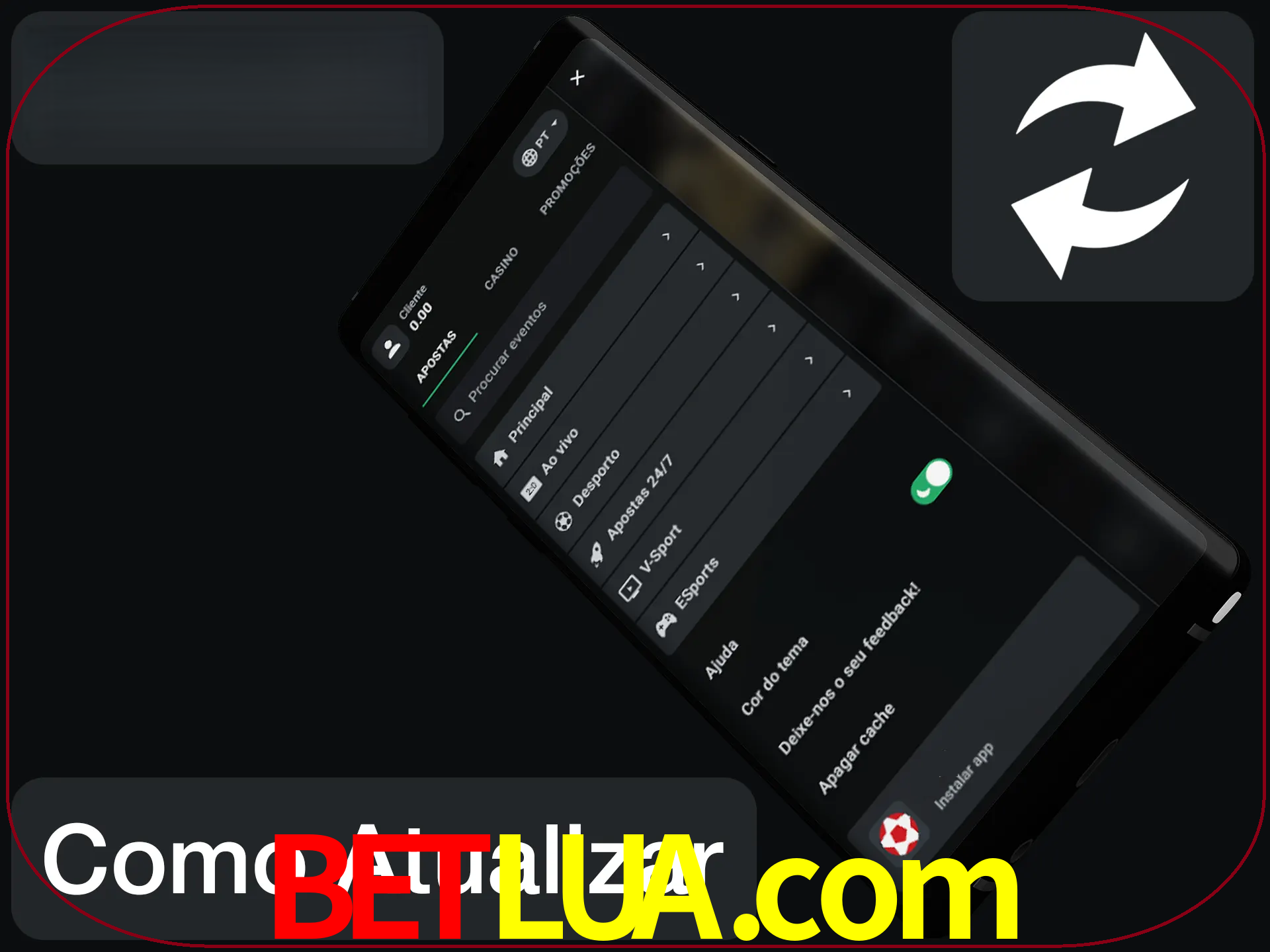 O aplicativo é atualizado automaticamente quando você faz o login.